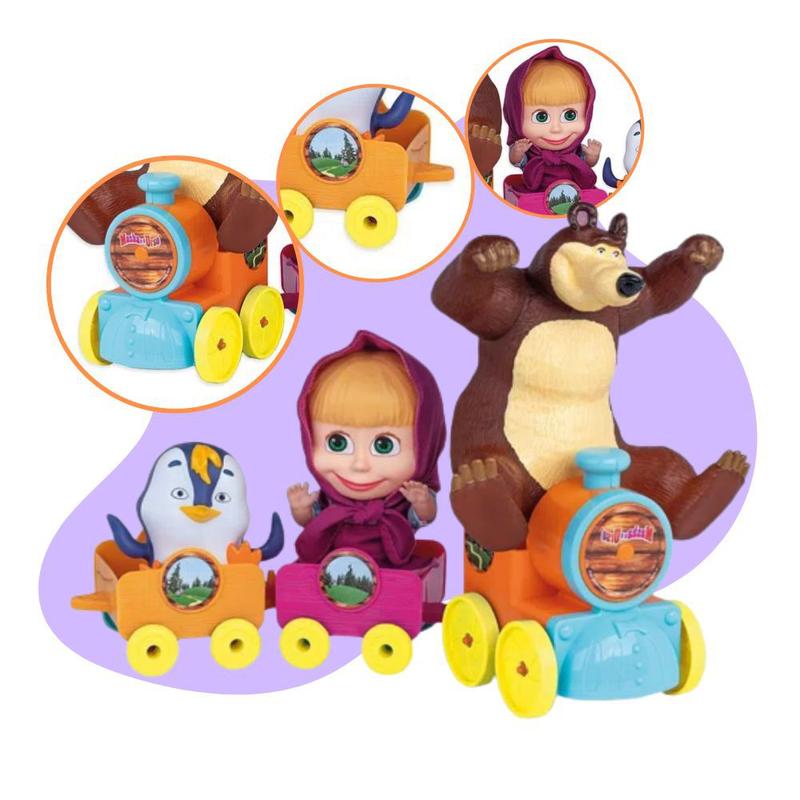 Masha e o Urso no Trenzinho + Pinguim - Cotiplás - Trem de